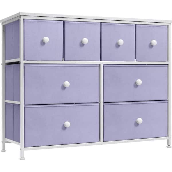 Sorbus Kid Dresser with 8 Fabric Bin Drawers - Pastel Color Furniture Storage Chest - Bedroom, Closet, and Toys Organizer - Purple