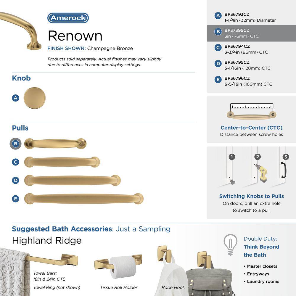 Champagne Bronze 3" Center-to-Center Cabinet Pull