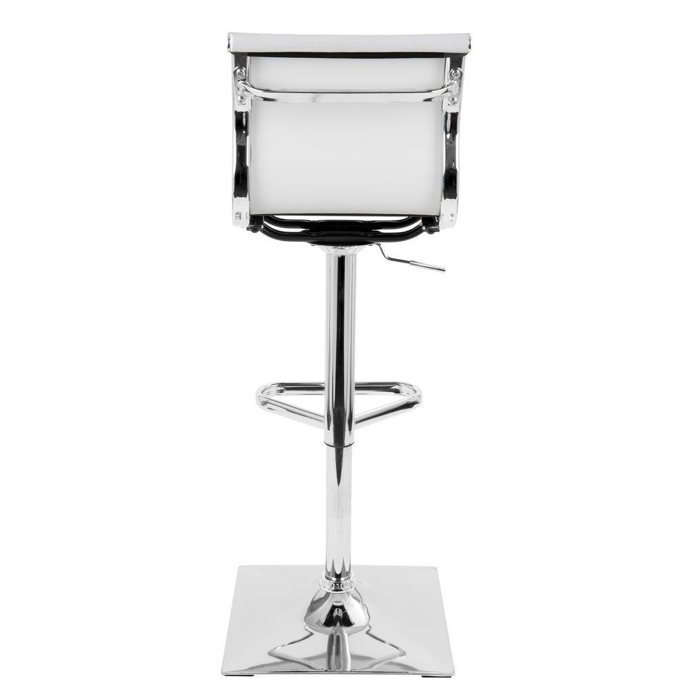 White Adjustable Metal Swivel Barstool with Mesh Backrest