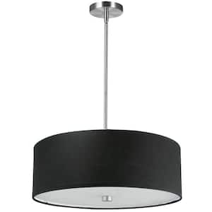 Everly 4-Light Polished Chrome LED Pendant with Polished Chrome Fabric Shade