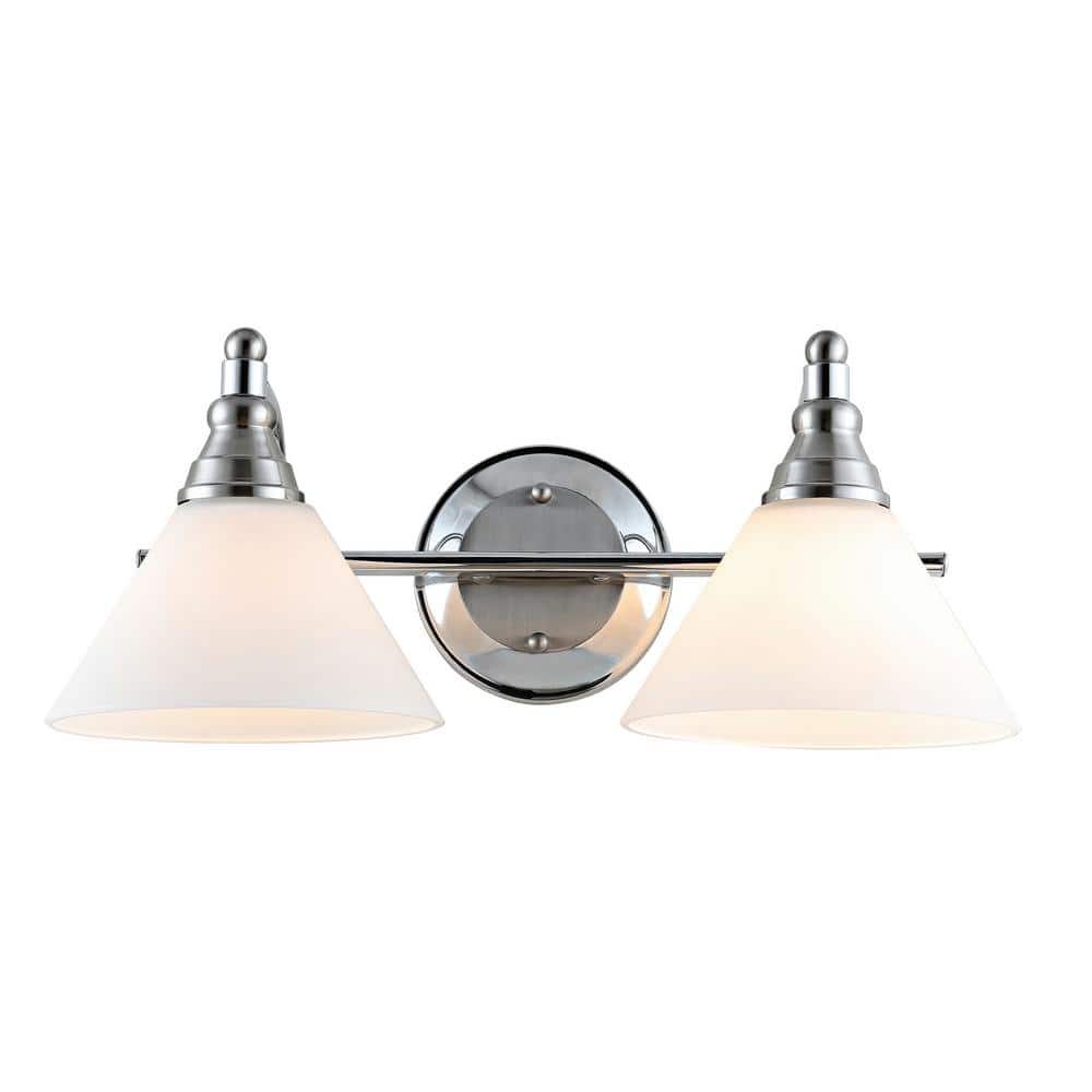 Radnor Chrome Dual-Light Wall Sconce with Glass Shades