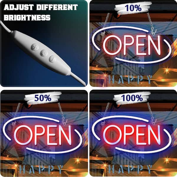 Open Neon Sign Battery Operated USB Powered Adjustable Brightness