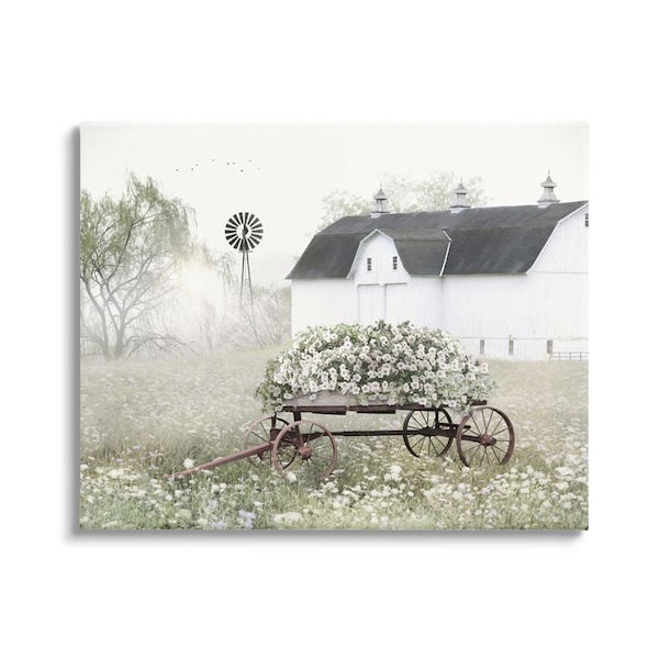 The Stupell Home Decor Collection Endearing Vintage Flower Wagon Rural Country Barn Design by Lori Deiter Unframed Architecture Art Print 48 in. x 36 in.