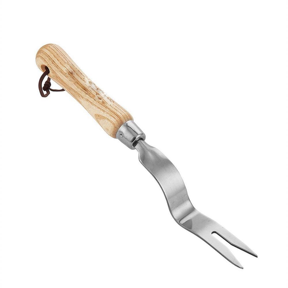 12.1 in. Stainless Steel Hand Weeder with Ash Wood Handle for Planting