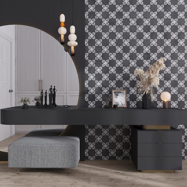 Siena Gray 5.35 in. x 5.35 in. Matte Ceramic Cross-Shaped Deco Wall and Floor Tile (5.37 sq. ft./case) (27-pack)