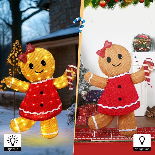 Starfree 42 in. 3D Gingerbread Girl Outdoor Christmas Decoration