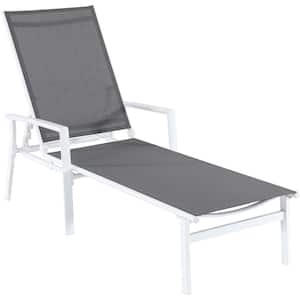 Nova White Frame Adjustable Sling Outdoor Chaise Lounge in Gray Sling