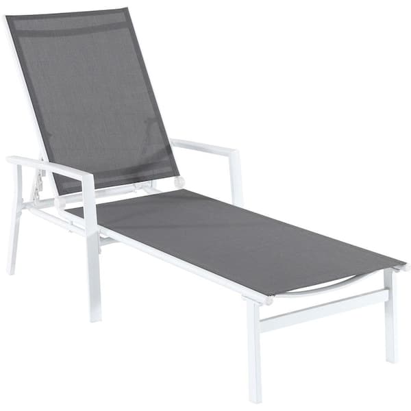Cambridge Nova White Frame Adjustable Sling Outdoor Chaise Lounge in Gray Sling