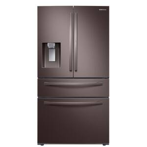Samsung 22 6 Cu Ft 4 Door French Door Refrigerator With Recessed Handle In Tuscan Stainless Counter Depth Rf23m8070dt The Home Depot
