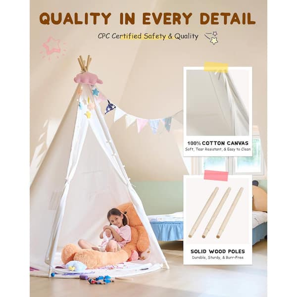 Merra 85 in. H Kids Teepee Play Tent Foldable Teepee Outdoor