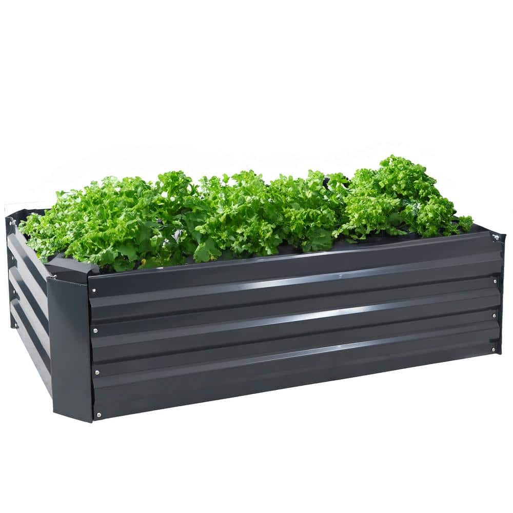Dark Gray Galvanized Steel Raised Garden Beds for Plants and Vegetables