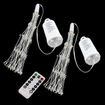200-Light Bulbs Warm White Battery Operated Starburst LED Lights with Remote Control (Set of 2)