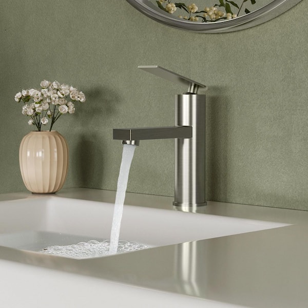 7 in. Faucet Height Single Handle Single Hole Bathroom Faucet 1.2 GPM Spot Resistant in Brushed Nickel