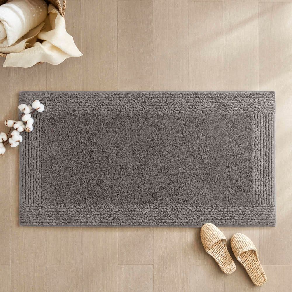 Gray Cotton Tufted Reversible Bath Rug Set