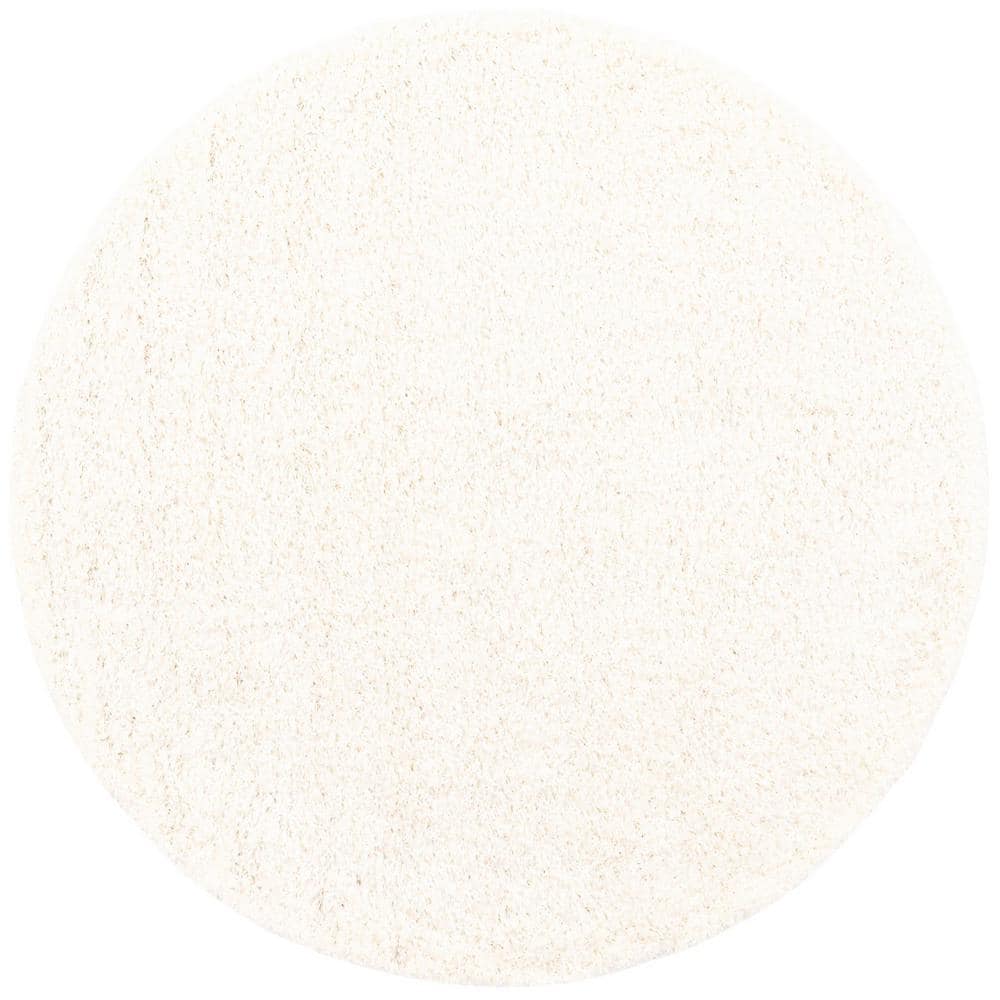 Snow White Round Shag Rug, 6' Easy Care Synthetic