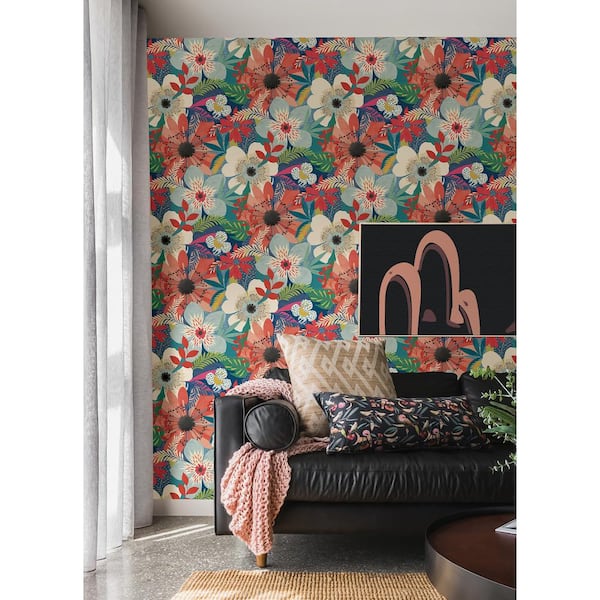 Blue Janis Indigo Floral Riot Wallpaper