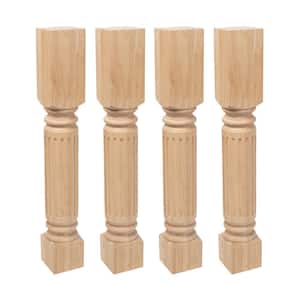 35.25 in. x 5 in. Unfinished Solid North American Hardwood Fluted Kitchen Island Leg (4-Pack)