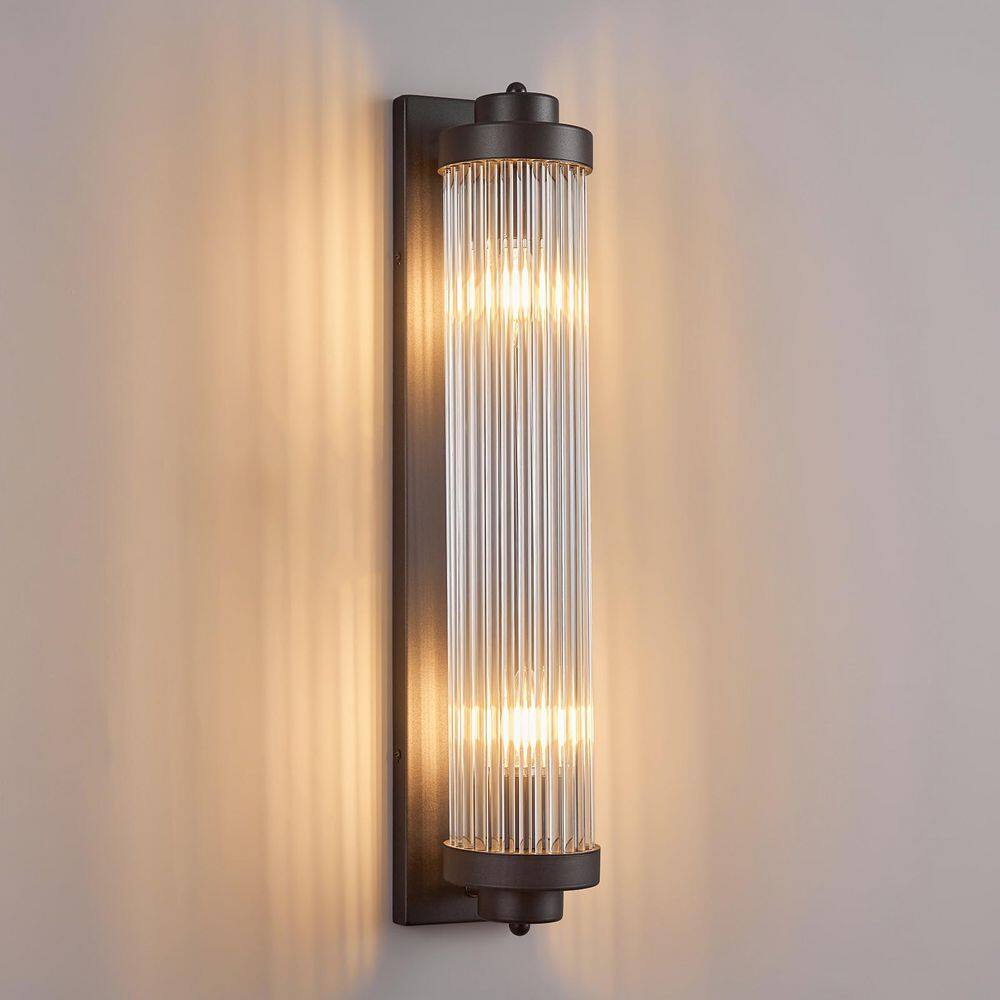 Home Lighting 40watts 5.51 in. 2-Light Black Modern Wall Sconce with Modern Crystal Glass Strip JW-652-L-2Pack price history on PriceWatchPro
