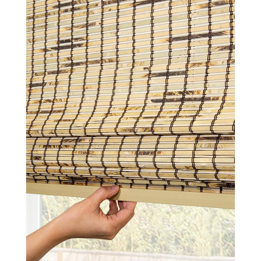 32" x 64" Light Brown Bamboo Cordless Roman Shade