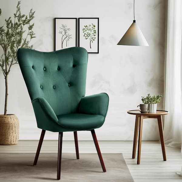 Homy Casa Kas Green Velvet Tufted Arm Chair