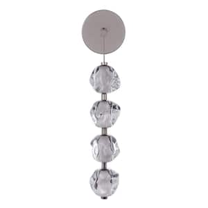 Jackie Single Light Polished Nickel Finish with 4 Dimmable LED Clear Acrylic Linked Globes Wall Sconce