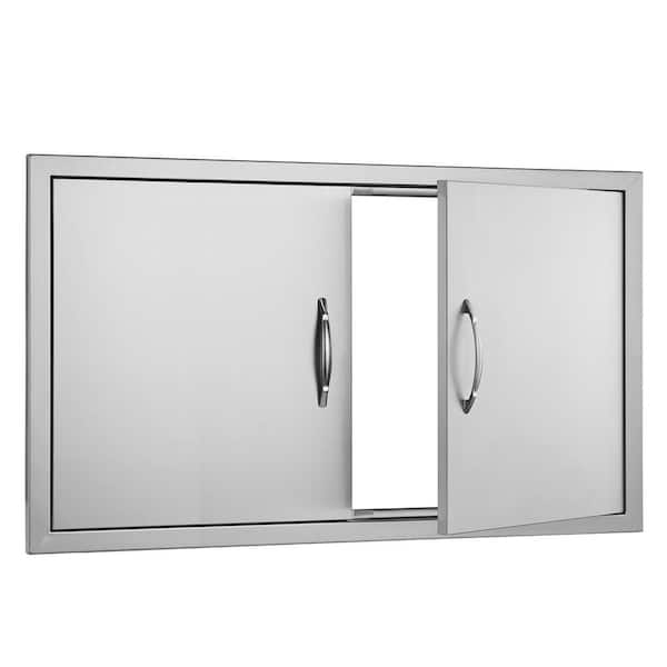 Double Outdoor Kitchen Door 36 in. W x 21 in. H BBQ Access Door Stainless Steel Flush Mount Door with Handles