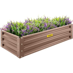 48 in. x 24 in. x 10 in. Raised Garden Bed Metal Planter Box Brown Galvanized Steel Raised Planter Boxes for Outdoor