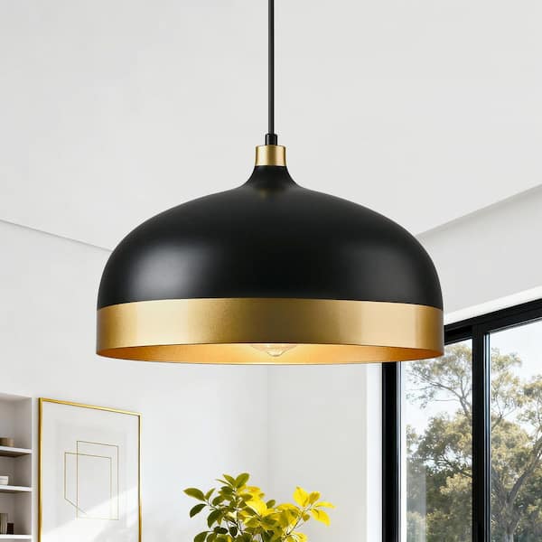 ZSMIHDOH 1-Light Black Modern Pendant Light with Metal Dome Shade