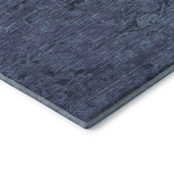 Mayfield Premium Machine Washable Abstract AMF1111 Navy 2 ft. 3 in. x 7 ft. 6 in. Runner Rug