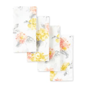 Amber Floral 19 in. W x 19 in. H Yellow/Coral Cotton Napkins (Set of 4)