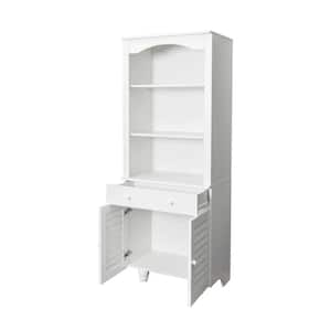 27.17 in. W x 17.52 in. D x 70.87 in. H White Linen Cabinet with Adjustable Shelves
