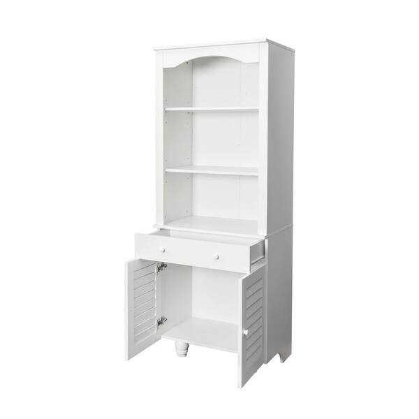 Unbranded 27.17 in. W x 17.52 in. D x 70.87 in. H White Linen Cabinet with Adjustable Shelves