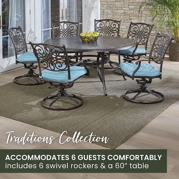 Hanover Traditions 7-Piece Aluminum Outdoor Dining Set with