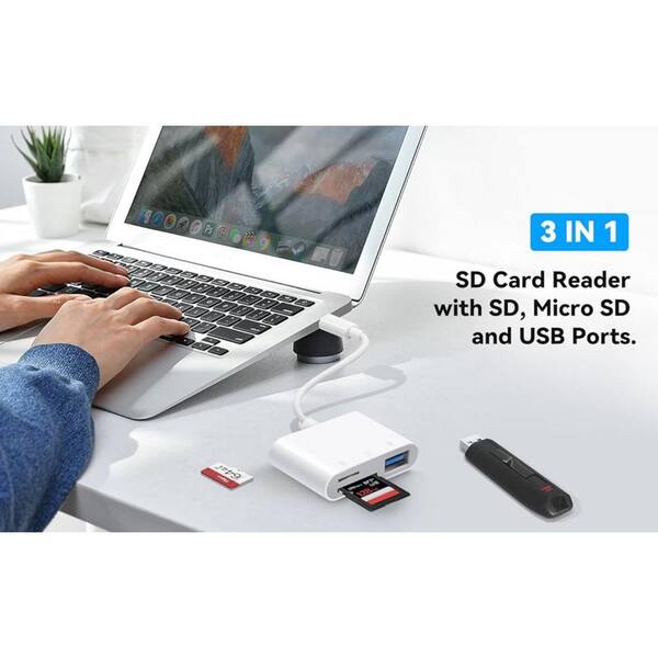 USB C SD Card Reader, 2 In 1 USB C To SD Card For IPhone 15