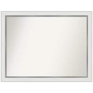 Medium Rectangle Satin White Silver Casual Mirror (24 in. H x 31 in. W)