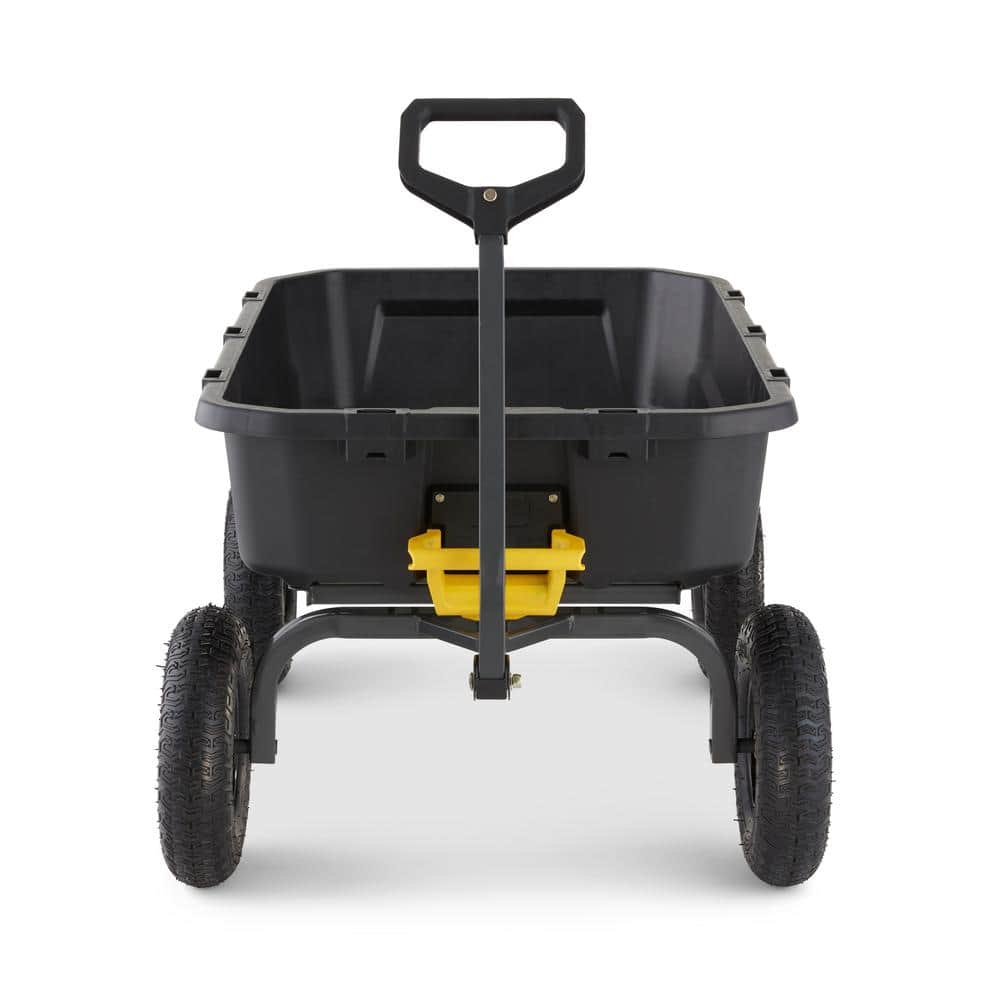 Heavy Duty Black Poly Yard Dump Cart with Pneumatic Tires