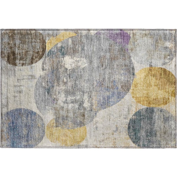 Mayfield Premium Machine Washable Abstract AMF2381 Gray 2 ft. x 3 ft. Accent Rug
