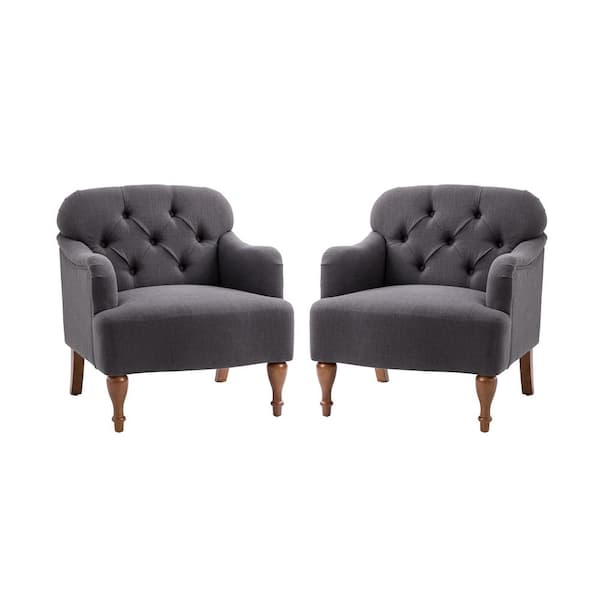 JAYDEN CREATION Sabini Charcoal Armchair with Button-Tufted Back (Set of 2)