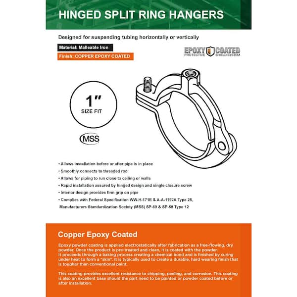 The Plumber's Choice 1 in. Hinged Split Ring Pipe Hanger, Copper