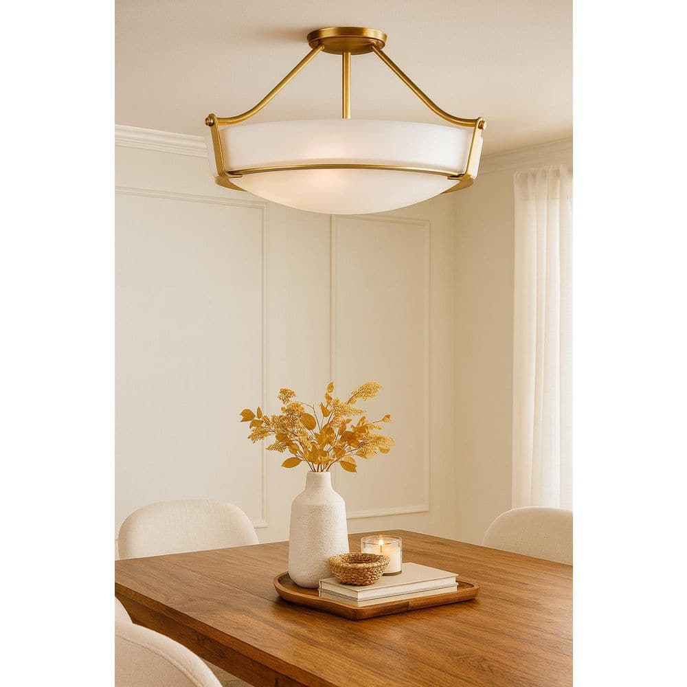 HINKLEY Hathaway 20.75 In. 4-Light Heritage Brass Semi-Flush Mount