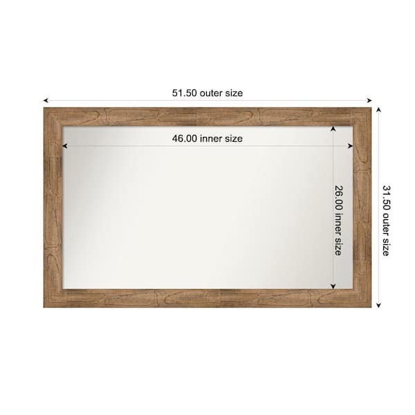Amanti Art Owl Brown 51.5 in. W. x 31.5 in. Custom Non-Beveled Wood Framed Bathroom Vanity Wall Mirror