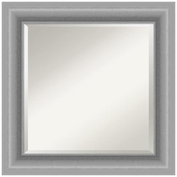 Amanti Art Medium Square Peak Polished Silver Beveled Glass Casual Mirror (26 in. H x 26 in. W)