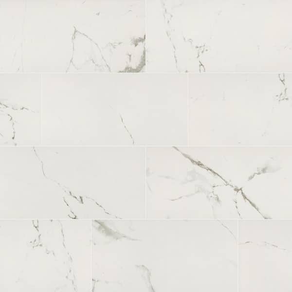 Carrara White 12 in. x 24 in. Matte Porcelain Marble Look Floor and Wall Tile (16 sq. ft./Case)
