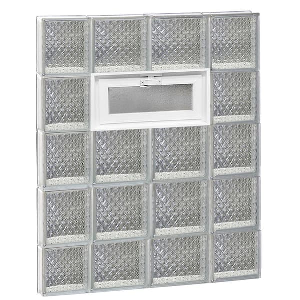Clearly Secure 27 in. x 36.75 in. x 3.125 in. Frameless Diamond Pattern Glass Block Window with Hopper Vent