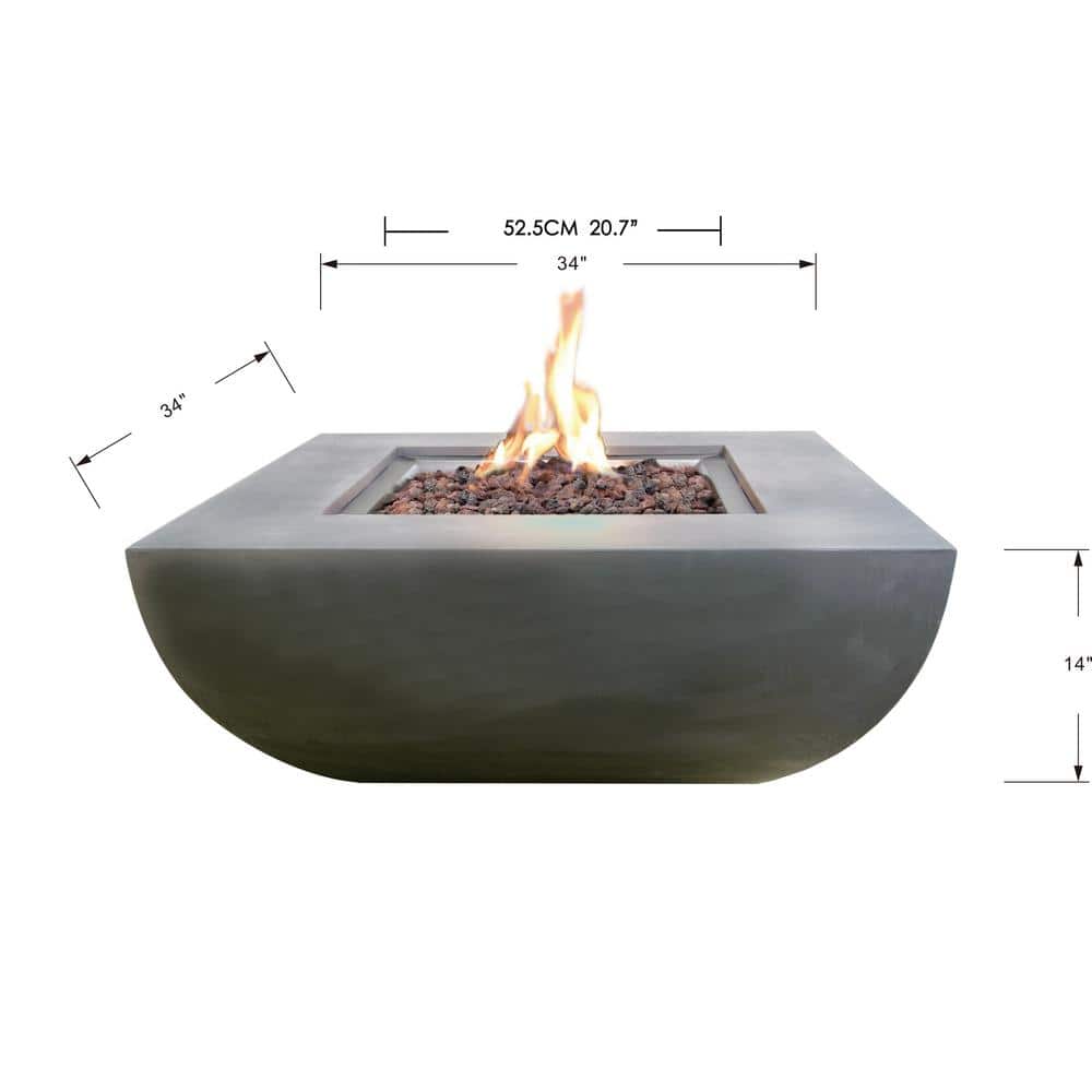 Gray 37" Free-Standing Gas Fire Pit Table