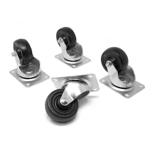 2 in. 110 lbs. Capacity Rubber Single-Bearing Swivel Plate Caster (4-Pack)