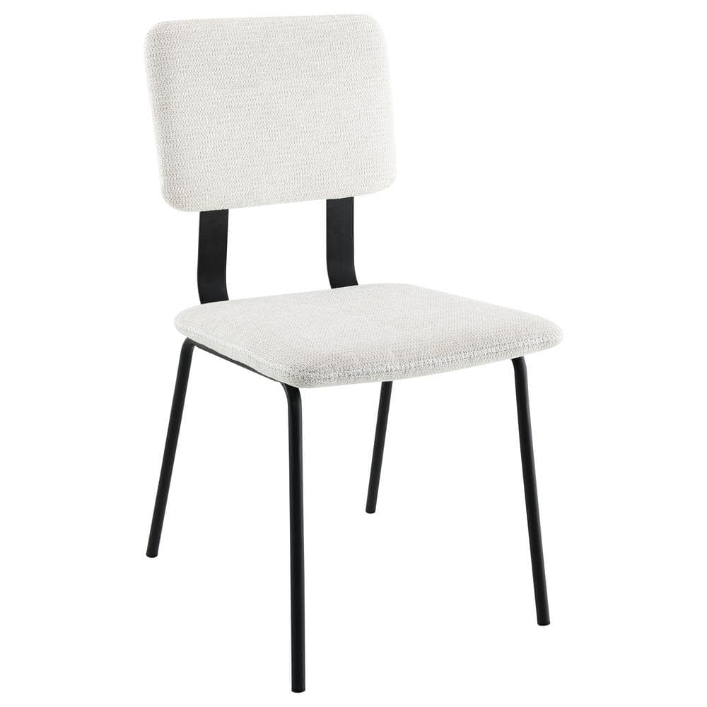Black and White Upholstered Ladderback Side Chair Set with Metal Base