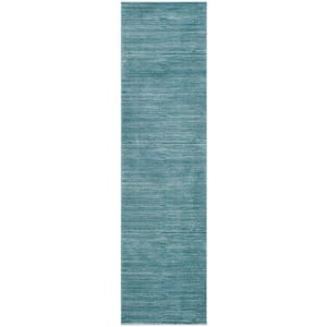 Vision Aqua 2 ft. x 12 ft. Solid Runner Rug