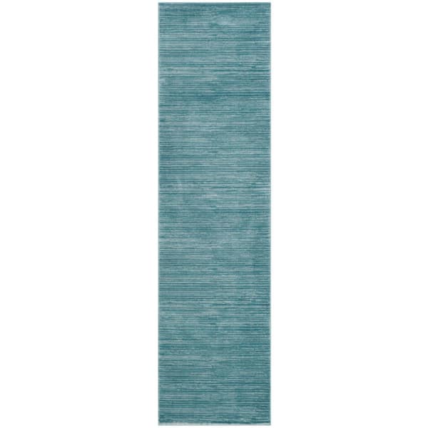 Vision Aqua 2 ft. x 14 ft. Solid Runner Rug