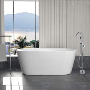 Freestanding 55 in. Contemporary Design Acrylic Flatbottom SPA Tub Bathtub in White